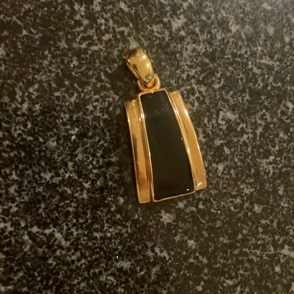 Lia Sophia Pendant Gold Tone Black Enamel